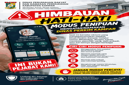 WASPADA MODUS PENIPUAN MENGATASNAMAKAN KADIS PERKIM KAMPAR